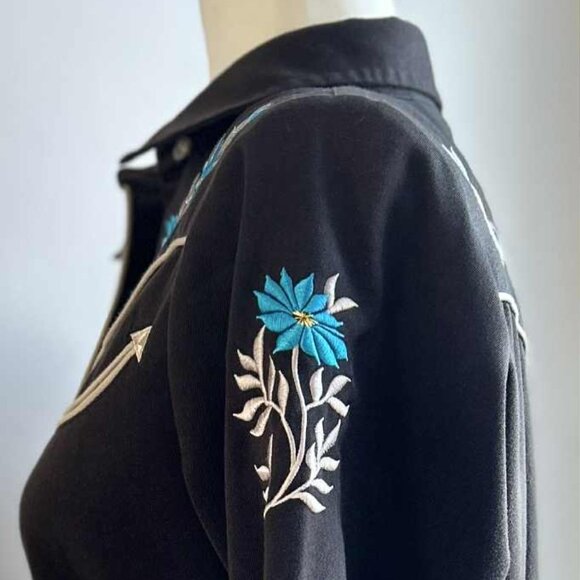 Vintage Roper Espresso Embroidered Floral Western Snap Shirt with Piping – US S - Picture 7 of 14